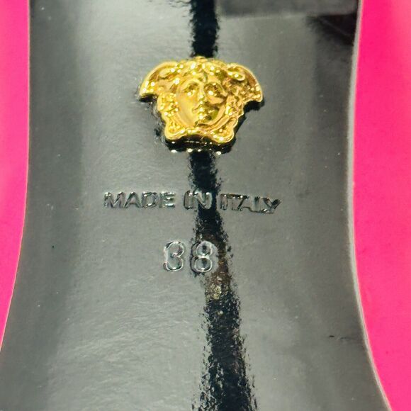 Versace Pin Point Size 38/ US 8 Leather Pointed Toe Pump Heels Pink NWT $1,325 - Picture 13 of 13